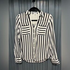 Express Portofino Shirt White and Black Stripes Size XS